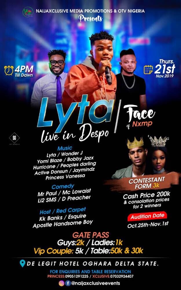 Photo of LYTA to Headline Face of NXMP Live in Despo Oghara This November